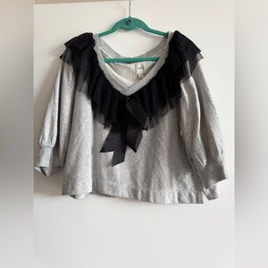 Maeve Anthropologie Gray and Black V-Neck Top